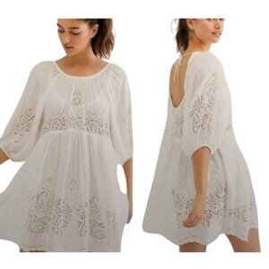 Free People NWT Backless White Eyelet Coverup Dress Top Sheer Small